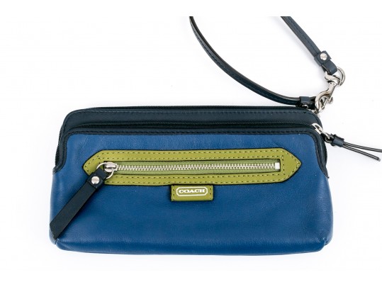 Tasteful Blue And Green Coach Clutch