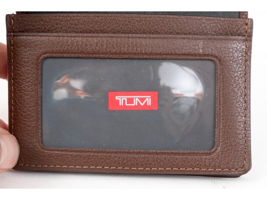 Tumi Classic Brown Leather ID Lock Wallet, With Box