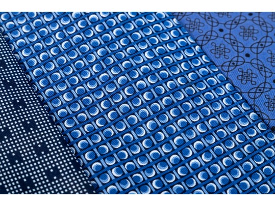 Hermes Lot Of Three Silk Ties, Blue Tones