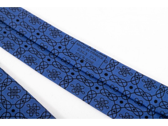 Hermes Lot Of Three Silk Ties, Blue Tones