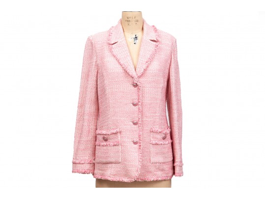 Charming St. John Pink And White Button Up Jacket, Size 12