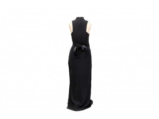 Elegant Black Sleeveless Evening Gown By Halston, Size 8