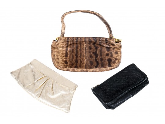 Lot Of Three Assorted Fashion Clutch Style Handbags