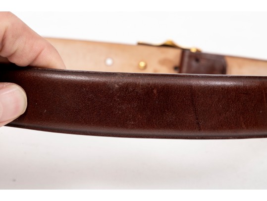De Vecchi Brown Leather Belt, Size Small