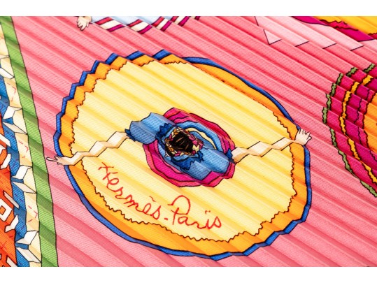 Hermès Silk Plissé Scarf, 90cm With Box