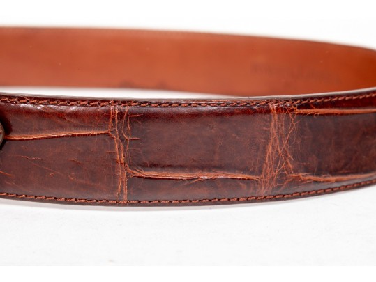 Two Ralph Lauren Leather And Sterling Belts, Size 30