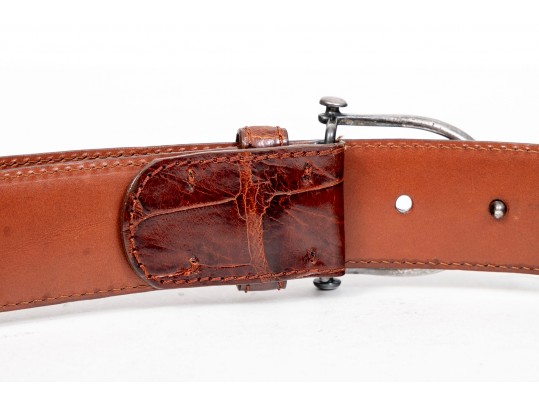 Two Ralph Lauren Leather And Sterling Belts, Size 30
