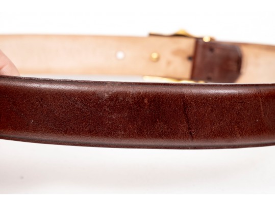De Vecchi Brown Leather Belt, Size Small