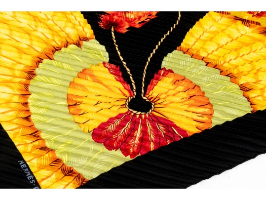 Hermès Silk Plissé Scarf, 90cm With Box