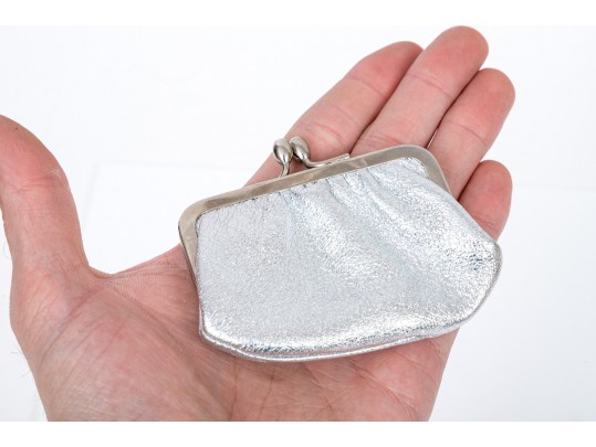 Judith Leiber Stunning Silver Metallic And Rhinestone Bunny Bag