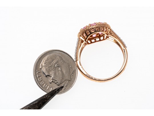 Delicate 14K And Light Pink Sapphire Ring, Size 7