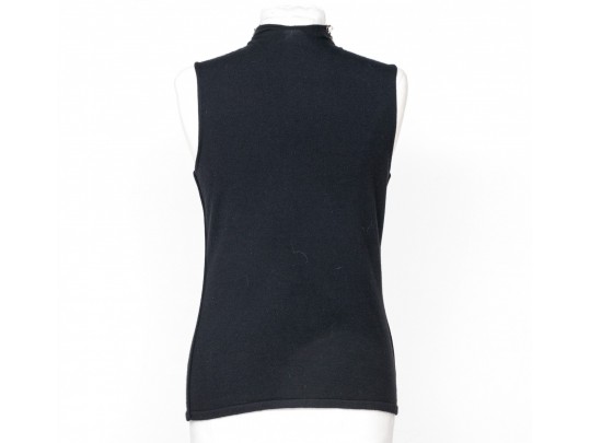 Oscar De La Renta Fabulous Black Bedazzled Sleeveless Top, Size Medium