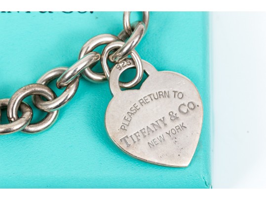 Tiffany & Co. Sterling Chain Bracelet With Heart Charm