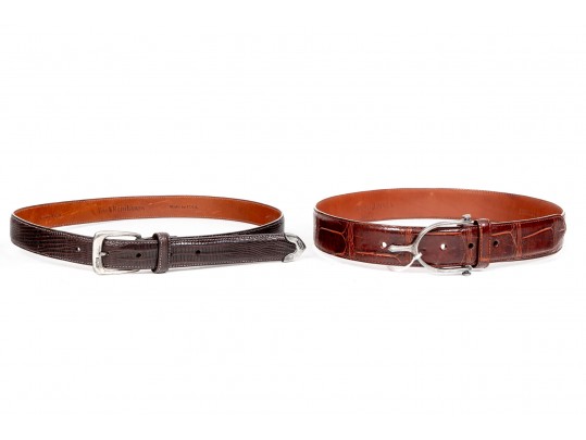 Two Ralph Lauren Leather And Sterling Belts, Size 30