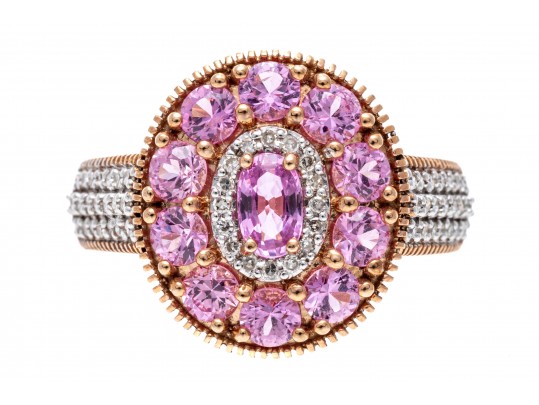 Delicate 14K And Light Pink Sapphire Ring, Size 7