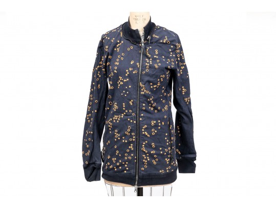 Contemporary Blue Zip-Up Hooded Sweatshirt