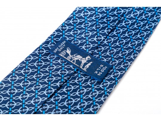 Hermes Lot Of Three Silk Ties, Blue To Green Tones