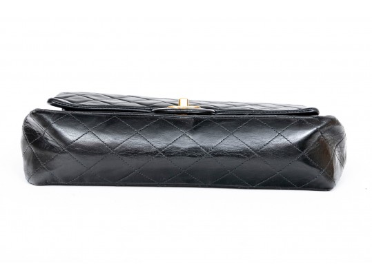 Chanel Classic Black Lambskin Quilted Leather Single Flap Shoulder Bag