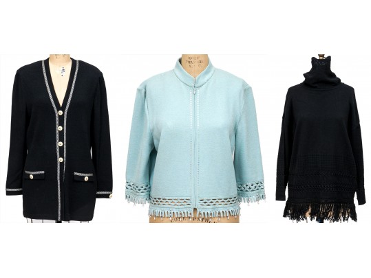 Two St. John Cardigans Size 12, And One Escada Sweater Size 38