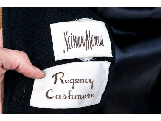 Neiman Marcus Cashmere Dark Blue Trench Coat