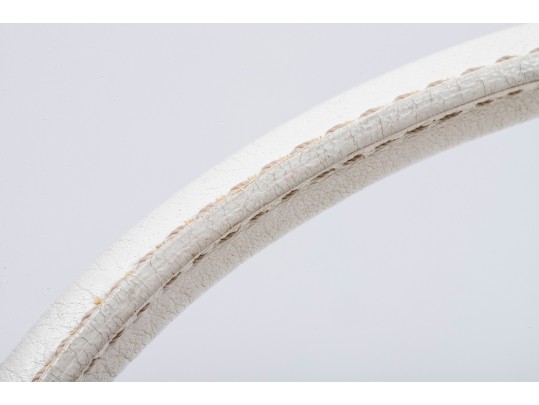 Lambertson Truex Bright Elongated White Leather Baguette Bag