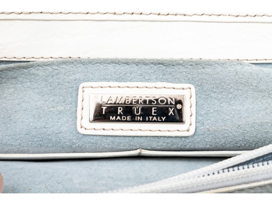 Lambertson Truex Bright Elongated White Leather Baguette Bag