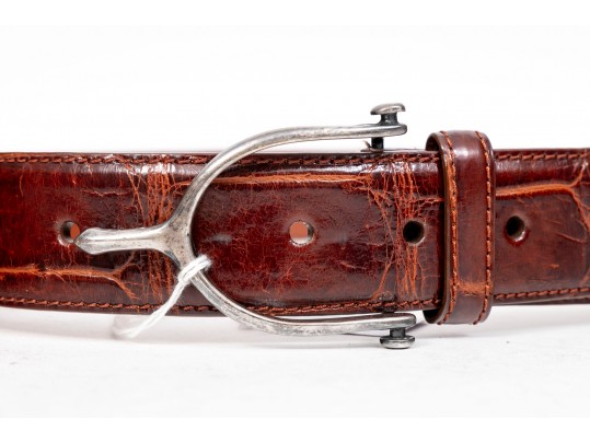 Two Ralph Lauren Leather And Sterling Belts, Size 30