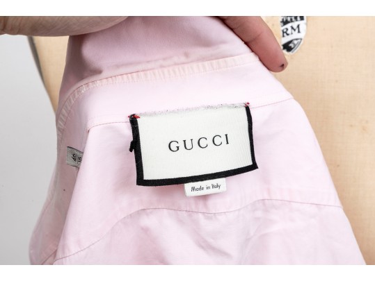 Gucci Pink Rabbit Embrodered Shirt, Size 46/18