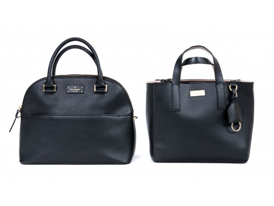 Kate Spade Lot Of Two Classic Top Handle Black Leather Bags