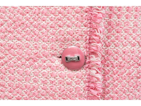 Charming St. John Pink And White Button Up Jacket, Size 12