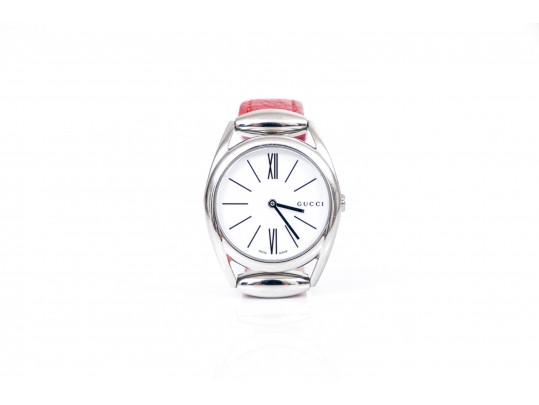 Gucci Handsome 30mm Stainless Steel Round Horsebit Quartz Watch