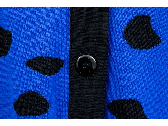 Escada Patterned Blue And Black Button Up Cardigan, Size 42