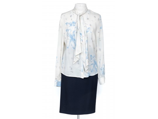 Escada Skirt And Floral Prinnt Top, Size 42