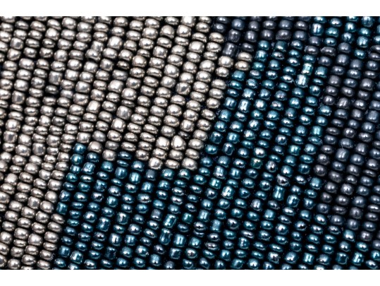 Moyna Fabulous Blue, Black, Green And Tan Beaded Camo Clutch, With Chain