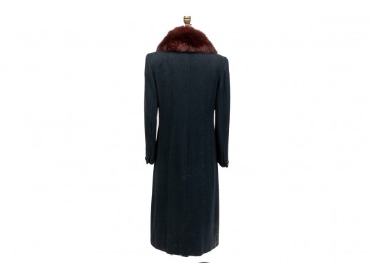 Neiman Marcus Cashmere Dark Blue Trench Coat