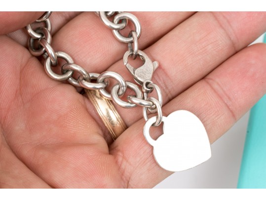 Tiffany & Co. Sterling Chain Bracelet With Heart Charm