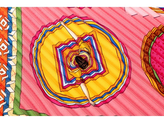 Hermès Silk Plissé Scarf, 90cm With Box