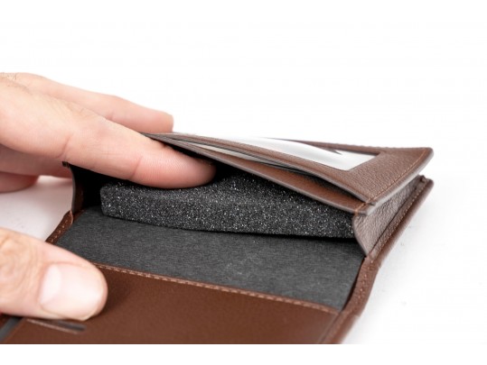 Tumi Classic Brown Leather ID Lock Wallet, With Box