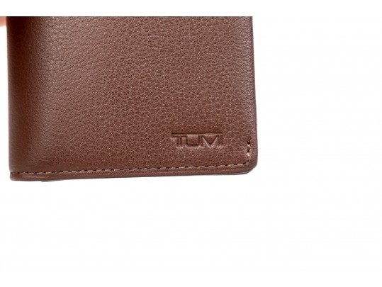 Tumi Classic Brown Leather ID Lock Wallet, With Box