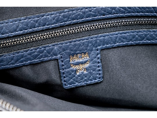 MCM Colorful Studded Blue Leather Shoulder Bag, With Iridescent Rhinestones