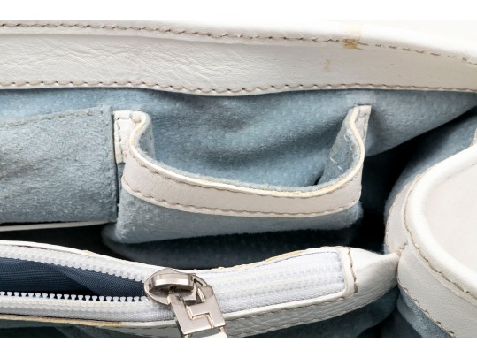 Lambertson Truex Bright Elongated White Leather Baguette Bag