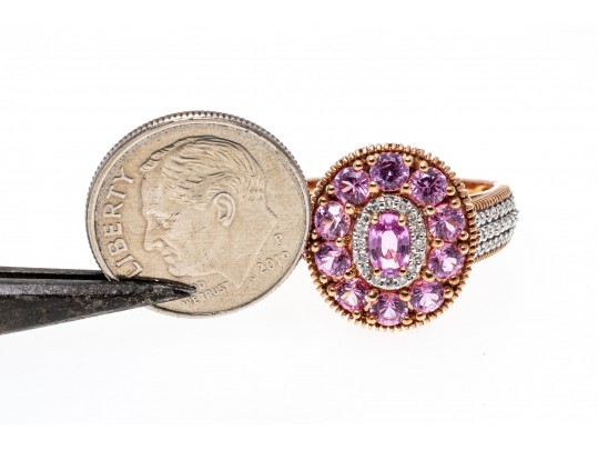 Delicate 14K And Light Pink Sapphire Ring, Size 7