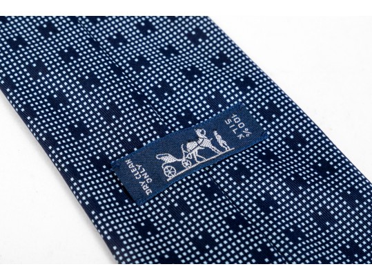 Hermes Lot Of Three Silk Ties, Blue Tones