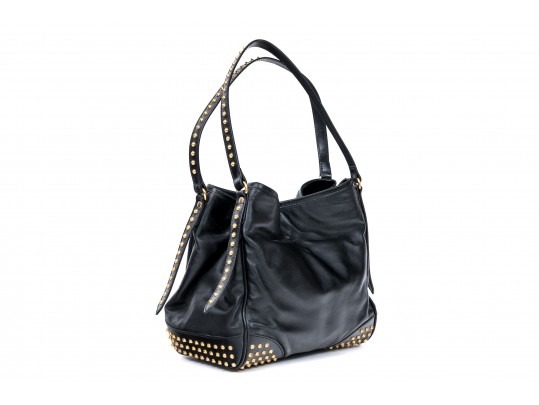 Burberry Edgy Studded Black Leather Bag Handbag