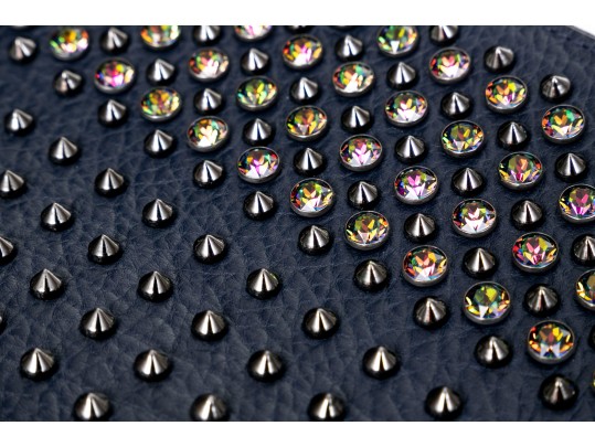 MCM Colorful Studded Blue Leather Shoulder Bag, With Iridescent Rhinestones