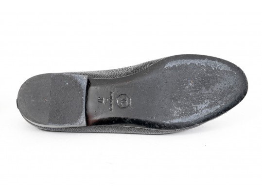 Chanel Classic Black Leather Ballet Flats, Size 37