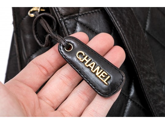 Chanel Striking Dark Brown Lambskin Quilted Leather Tote