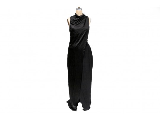 Elegant Black Sleeveless Evening Gown By Halston, Size 8