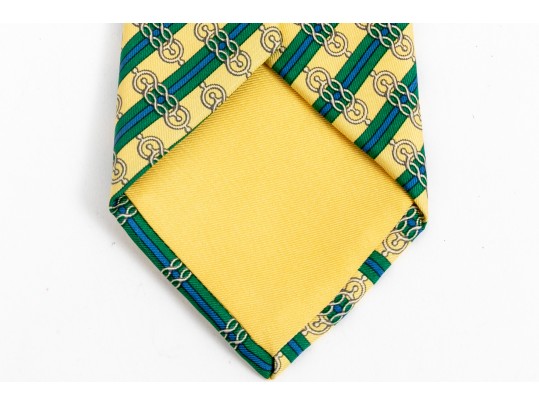 Lot Of Two 100% Silk Hermes Ties, Predominantly Red And Yellow Tones