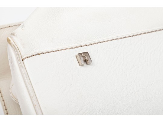 Lambertson Truex Bright Elongated White Leather Baguette Bag